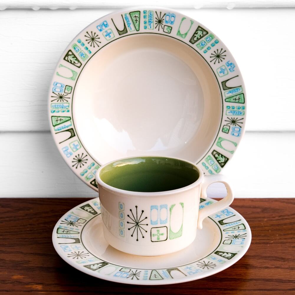 Vintage 1950s Taylorstone Cathay Tea Set – MCM Cup Saucer Bowl USA
